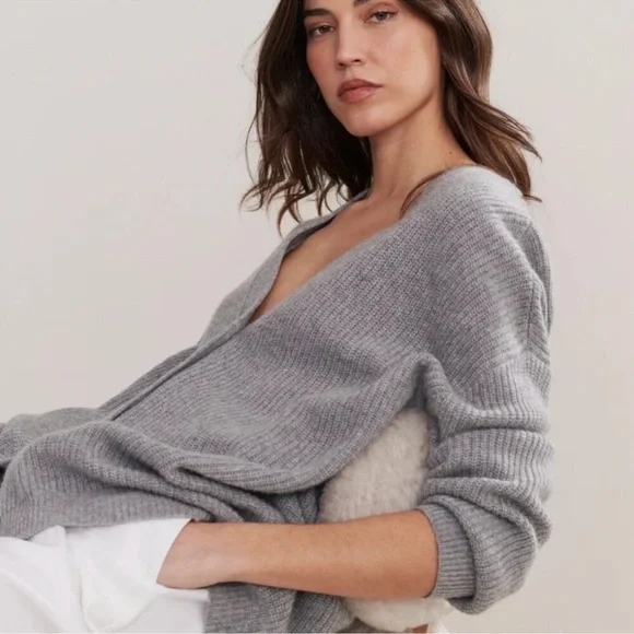 Jenni Kayne Cashmere Cocoon Cardigan Heather Gray - Picture 2 of 9